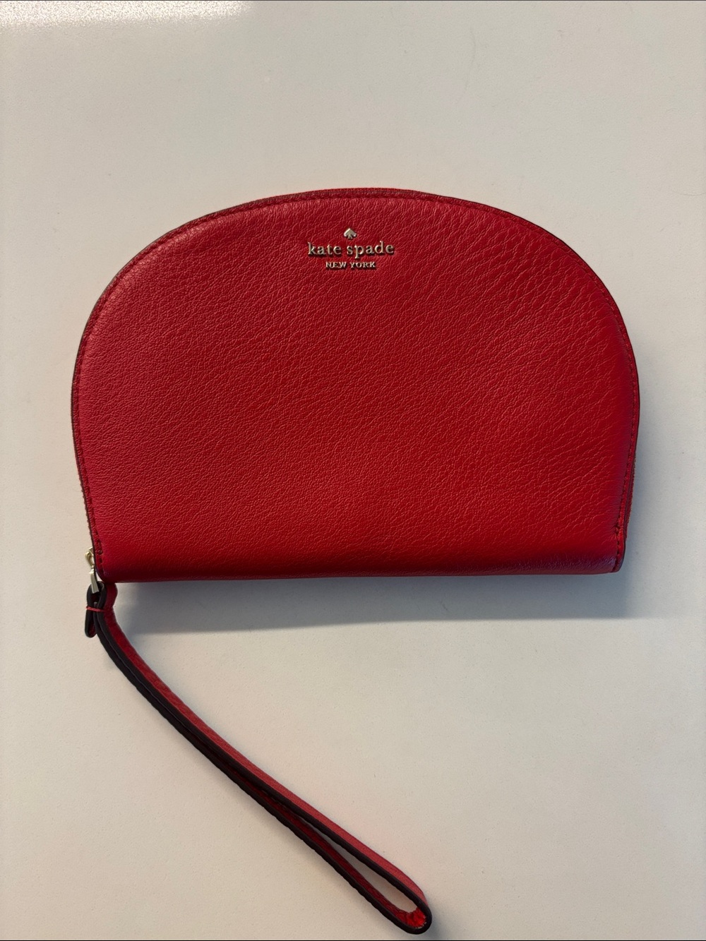 Kate Spade Red Leather Wristlet Clutch with Strap
